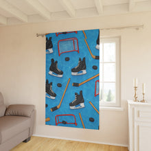 Load image into Gallery viewer, Ice Hockey Window Curtain - Blue Sports Decor for Game Room