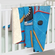 Load image into Gallery viewer, Cozy Hockey Sherpa Fleece Blanket - Perfect for Fans & Winter Nights