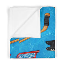 Load image into Gallery viewer, Hockey Dreams Soft Fleece Baby Blanket - Cozy Skating Design for Little Fans