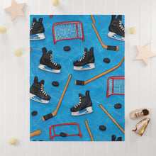 Load image into Gallery viewer, Hockey Dreams Soft Fleece Baby Blanket - Cozy Skating Design for Little Fans