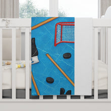 Load image into Gallery viewer, Hockey Dreams Soft Fleece Baby Blanket - Cozy Skating Design for Little Fans