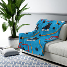 Load image into Gallery viewer, Cozy Hockey Sherpa Fleece Blanket - Perfect for Fans & Winter Nights