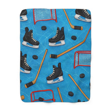 Load image into Gallery viewer, Cozy Hockey Sherpa Fleece Blanket - Perfect for Fans & Winter Nights