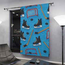 Load image into Gallery viewer, Ice Hockey Window Curtain - Blue Sports Decor for Game Room
